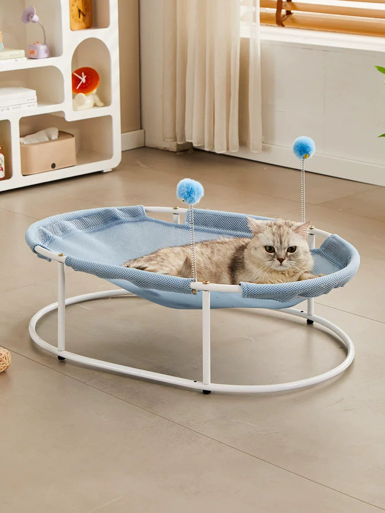Elevated Cat Hammock Bed for All Seasons - Breathable Pet Tent & Lounger