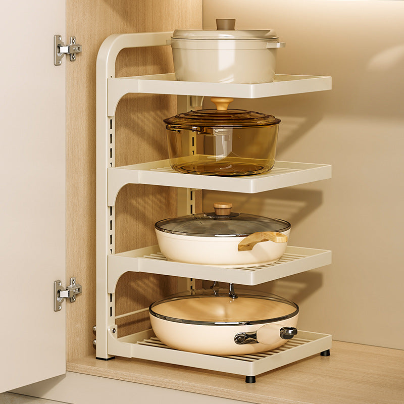 Multi-Layer Pot and Pan Organizer Rack for Kitchen Cabinet Countertop Under-Sink Storage