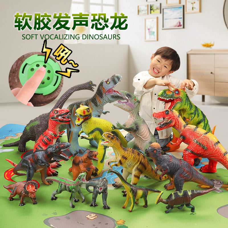 Giant Tyrannosaurus Rex Soft Rubber Dinosaur Toy for Kids, Realistic Animal Model Doll