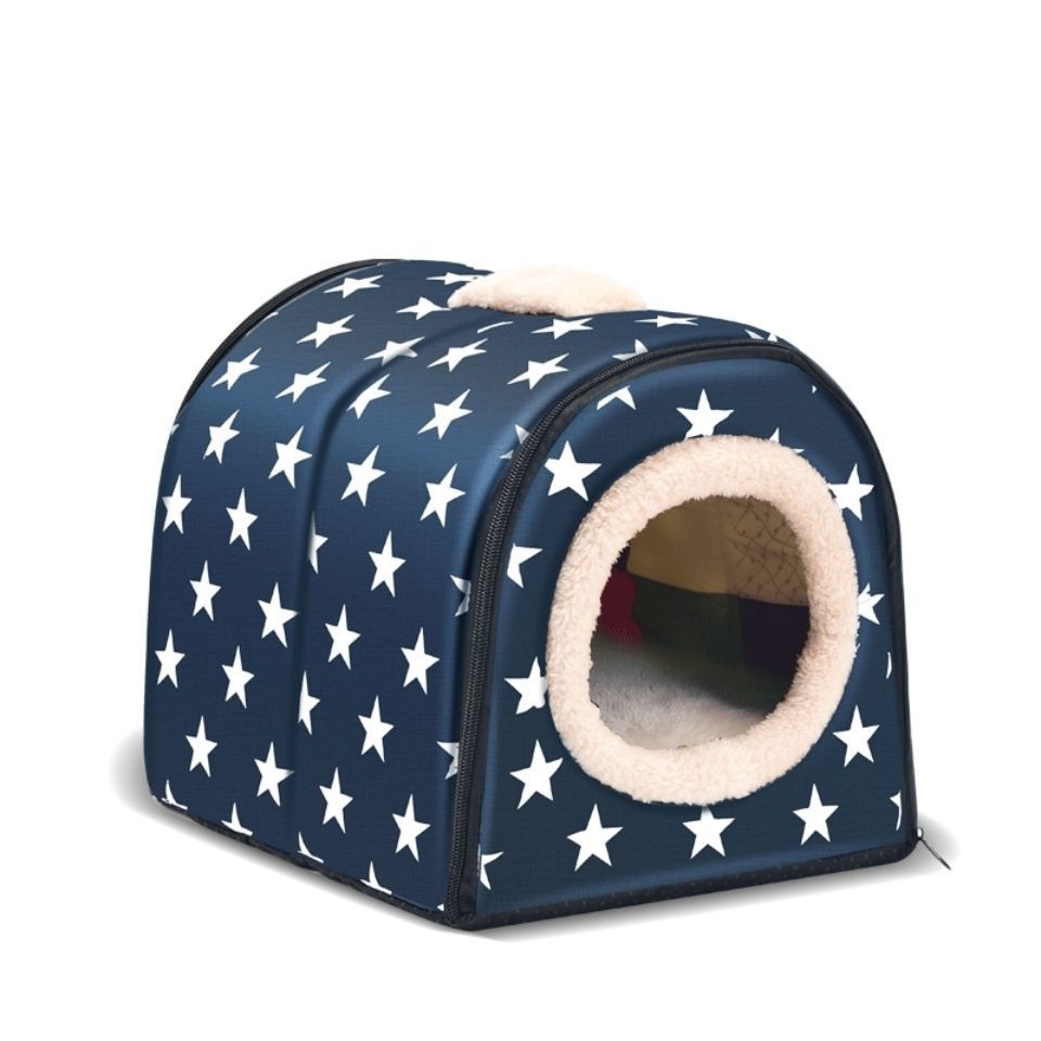 All-Season Enclosed Pet House for Cats and Small Dogs, Indoor Villa Style Pet Bed