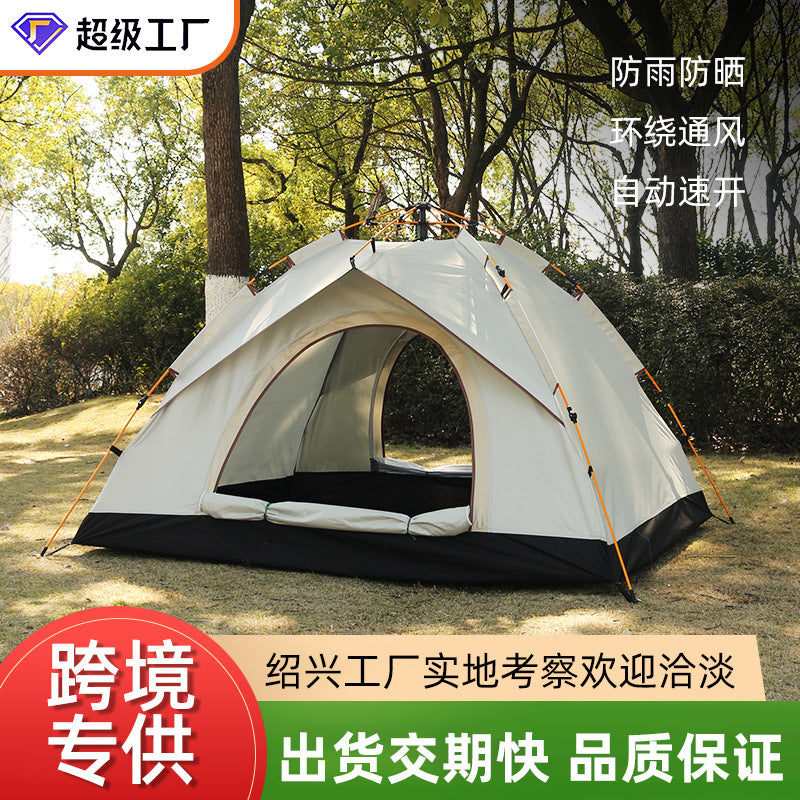 Automatic Pop-Up Camping Tent with Silver Coating, Portable Windproof Waterproof