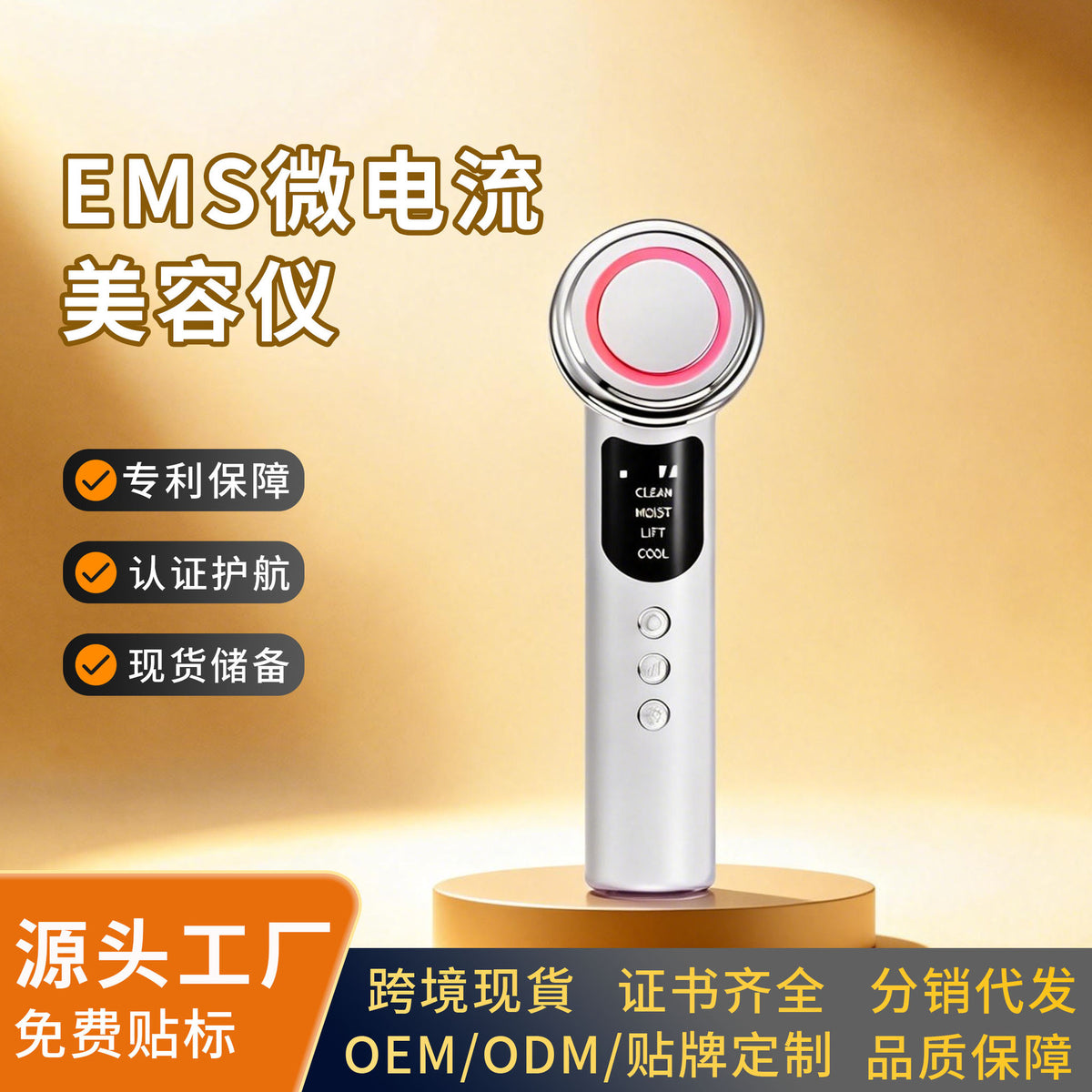 EMS Microcurrent Facial Massager with LED Light Therapy for Skin Rejuvenation and Cleansing