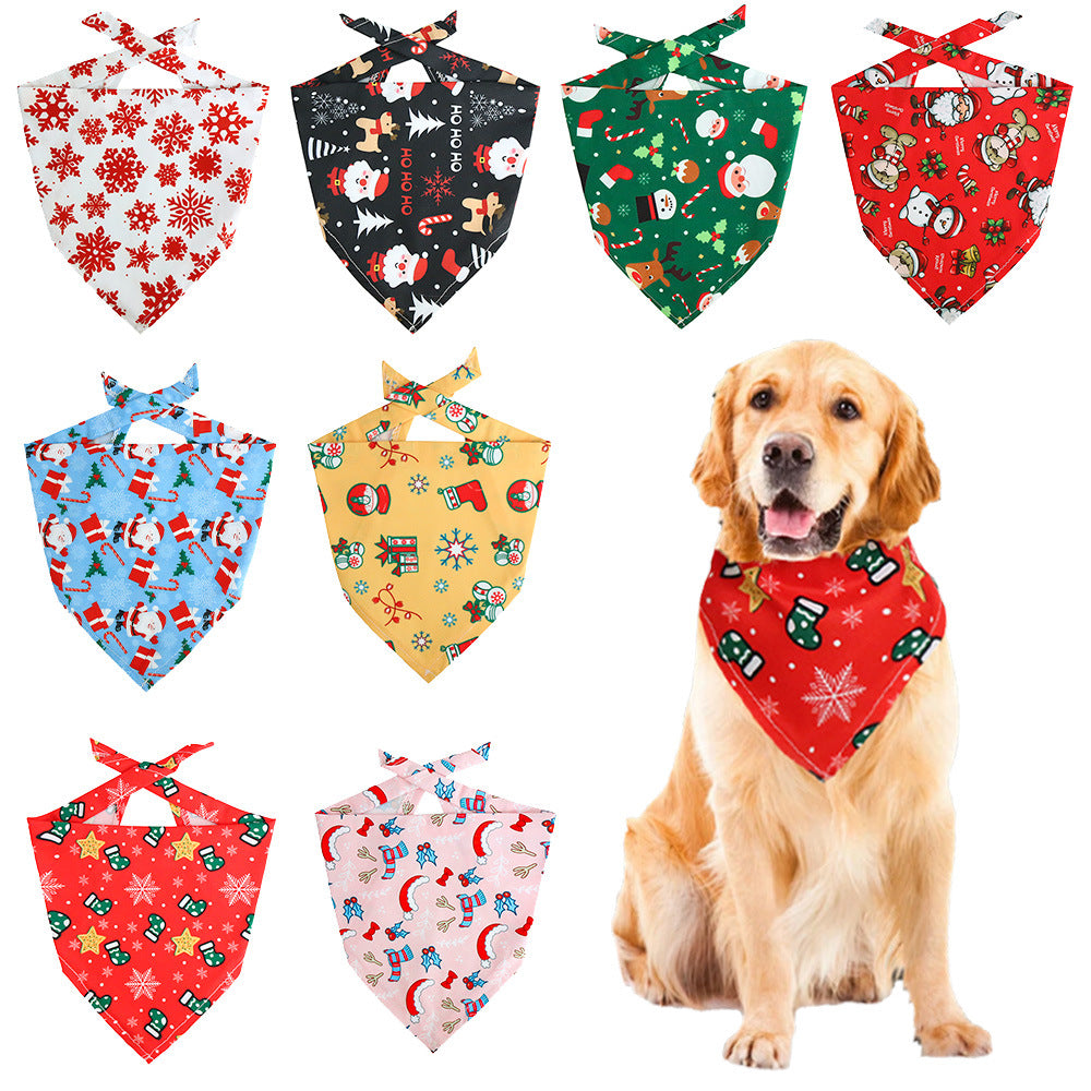 Pet Christmas Bandana Scarf for Dogs and Cats, Festive Holiday Triangle Bib