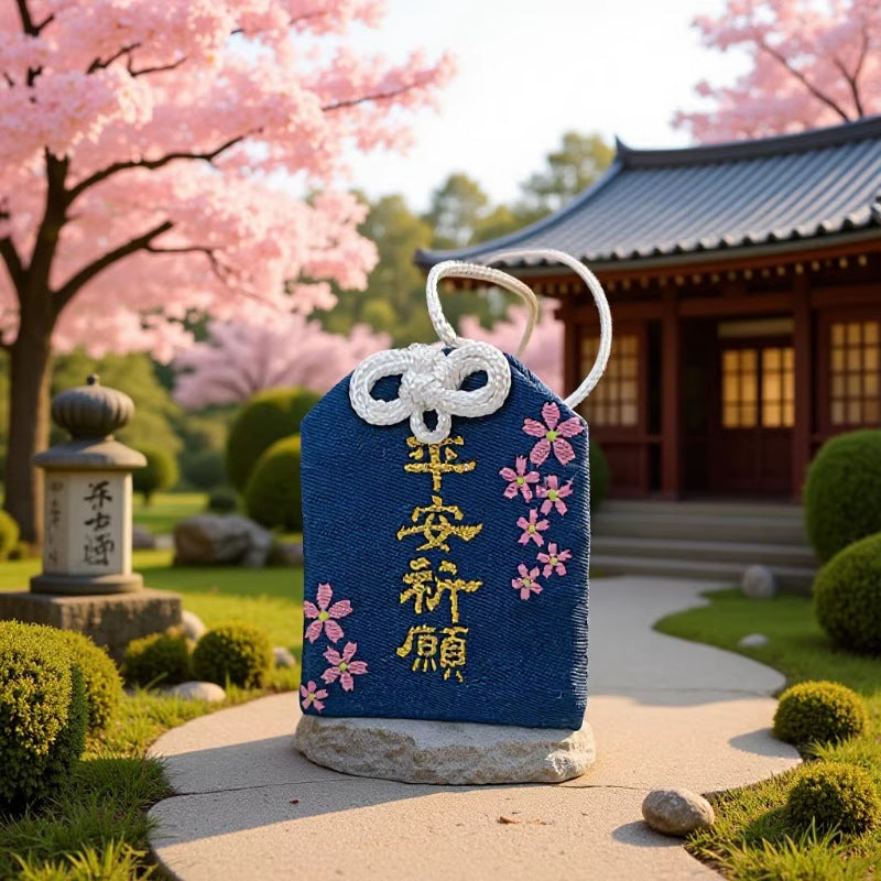 Japanese Anime Embroidered Omamori Charm with Tassel