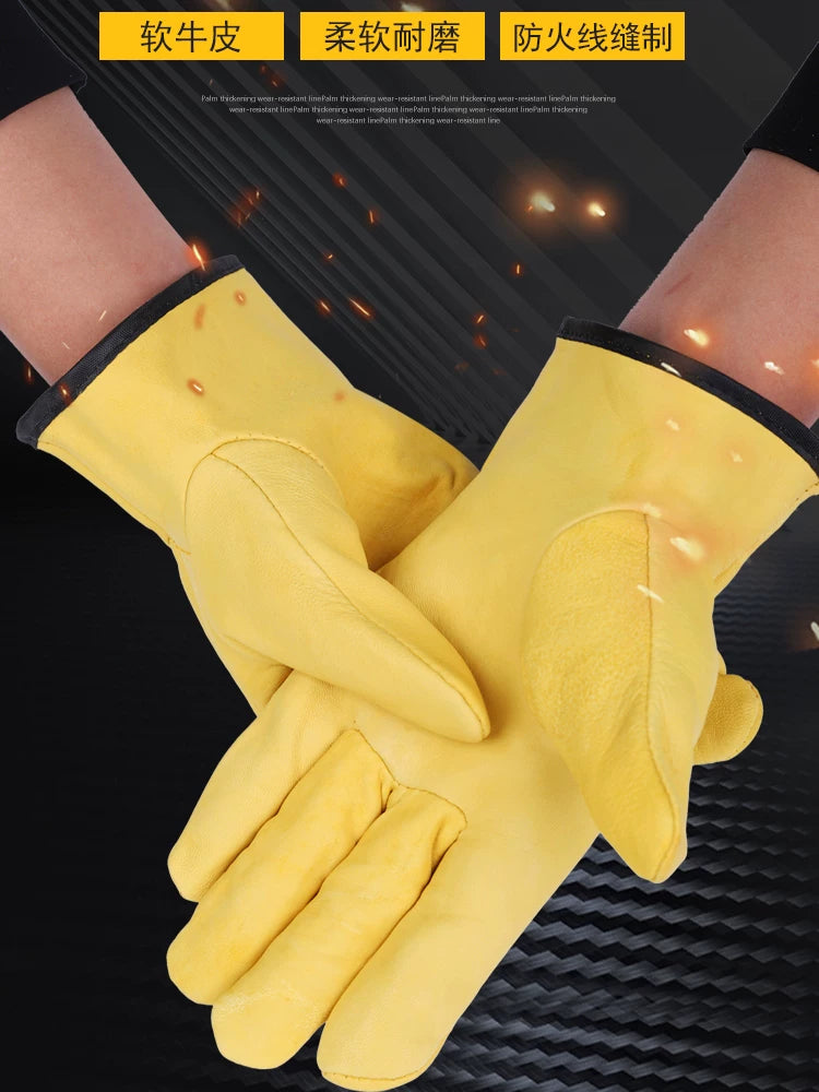 Welding Gloves, Heat Resistant, Soft Leather, Breathable, for Arc Welding and Repair