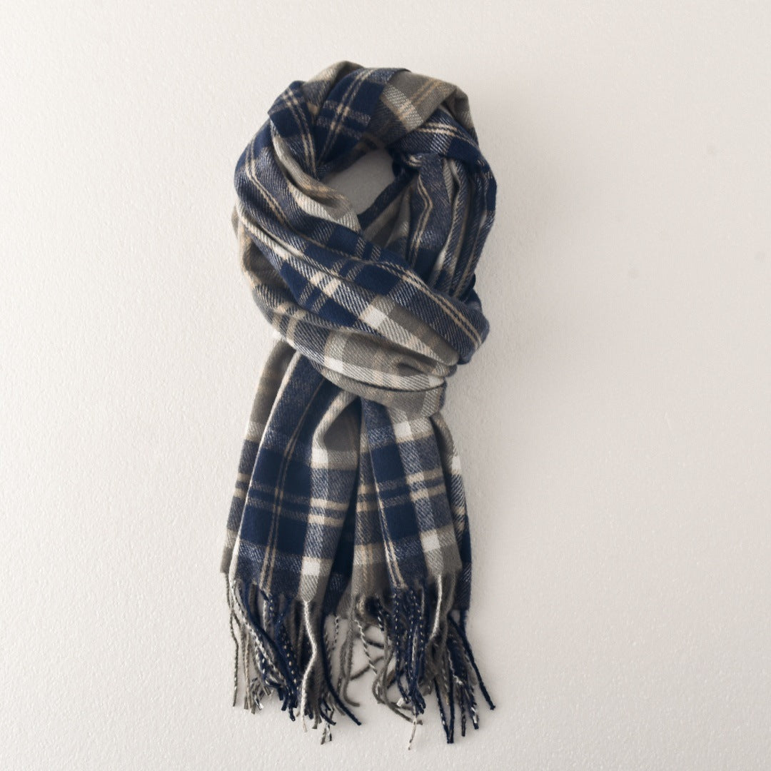 Plaid Korean Style Couple Scarf Thickened Warm Neck Warmer for Autumn Winter