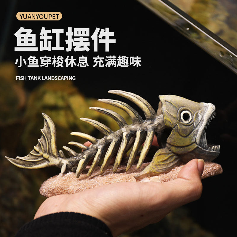 Aquarium Dinosaur Skeleton Skull Fish Bone Hideout Decoration