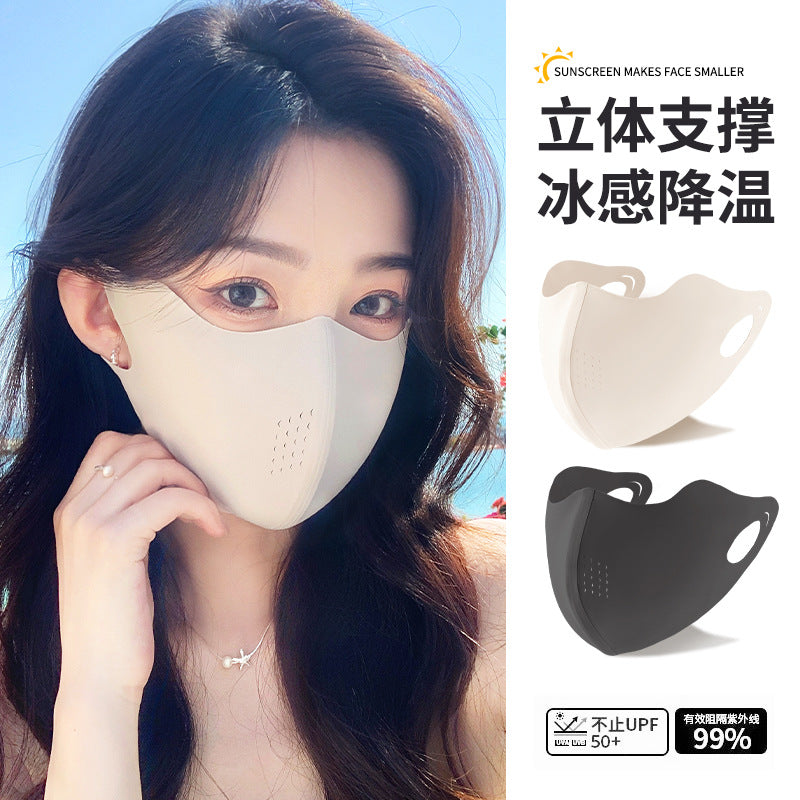 Summer UV Protection Ice Silk Face Mask for Women, Breathable 3D Sunshade Mask