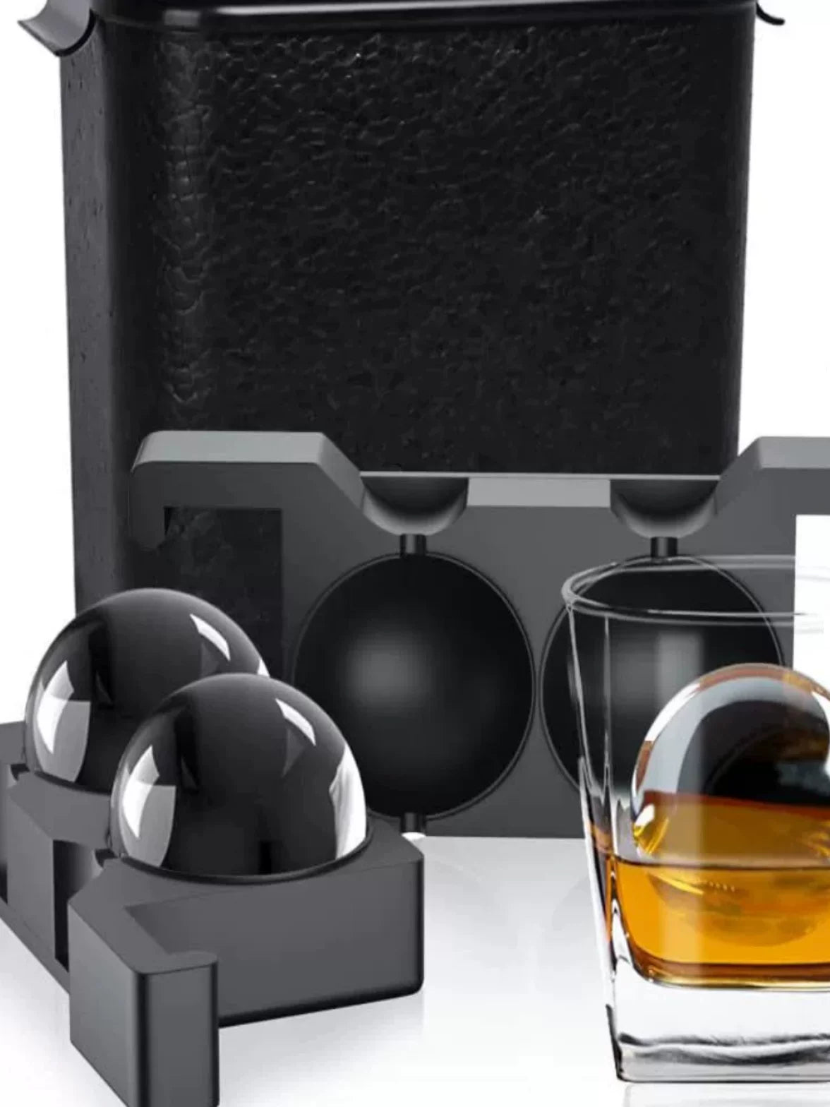 Silicone Sphere Ice Ball Maker for Whiskey and Cocktails, Clear Bubble-Free Large Ice Cube Mold