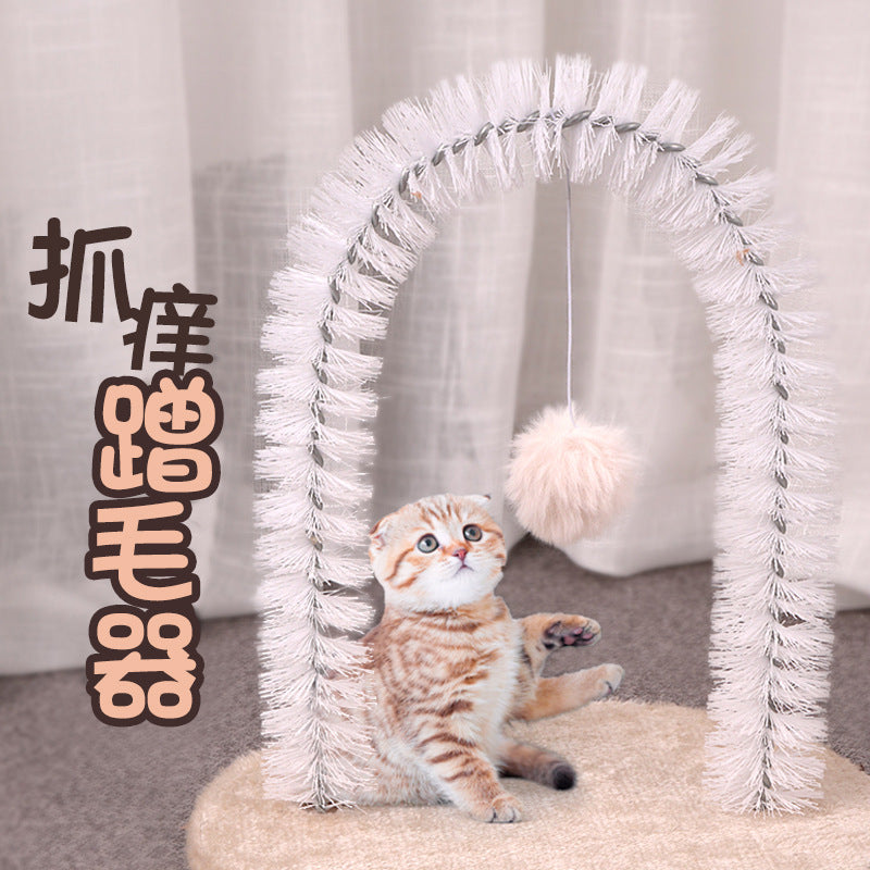 Cat Arch Self-Groomer and Scratcher Toy with Thick Bristles