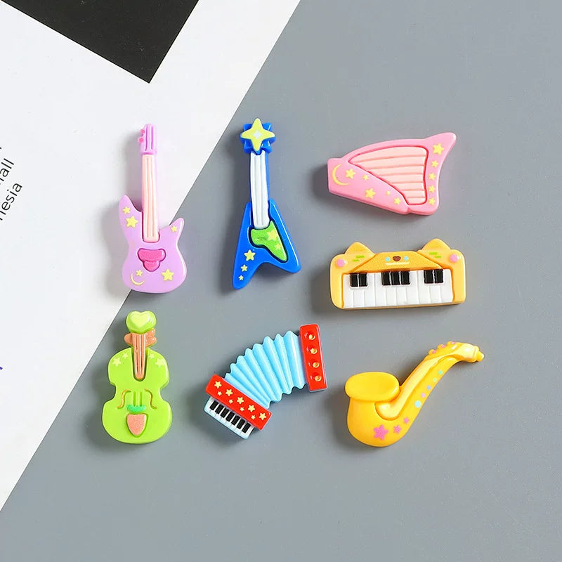 Cartoon Mini Guitar Instrument Resin Charms for DIY Crafts, Phone Cases, and Hair Clips