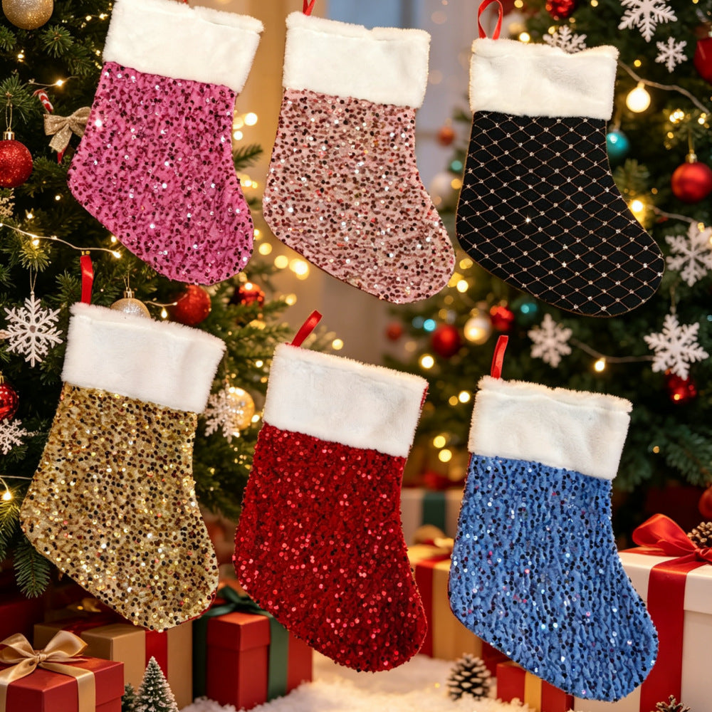 Christmas Sequin Stocking Gift Bag for Kids - Festive Holiday Decoration