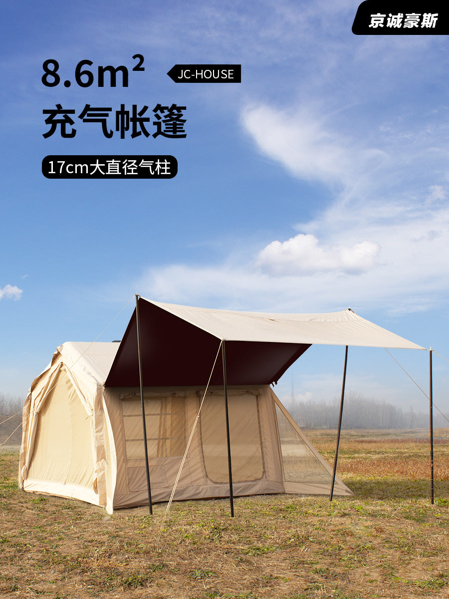 JcHouse Inflatable Ridge Tent with Awning for Family Camping & Outdoor Leisure