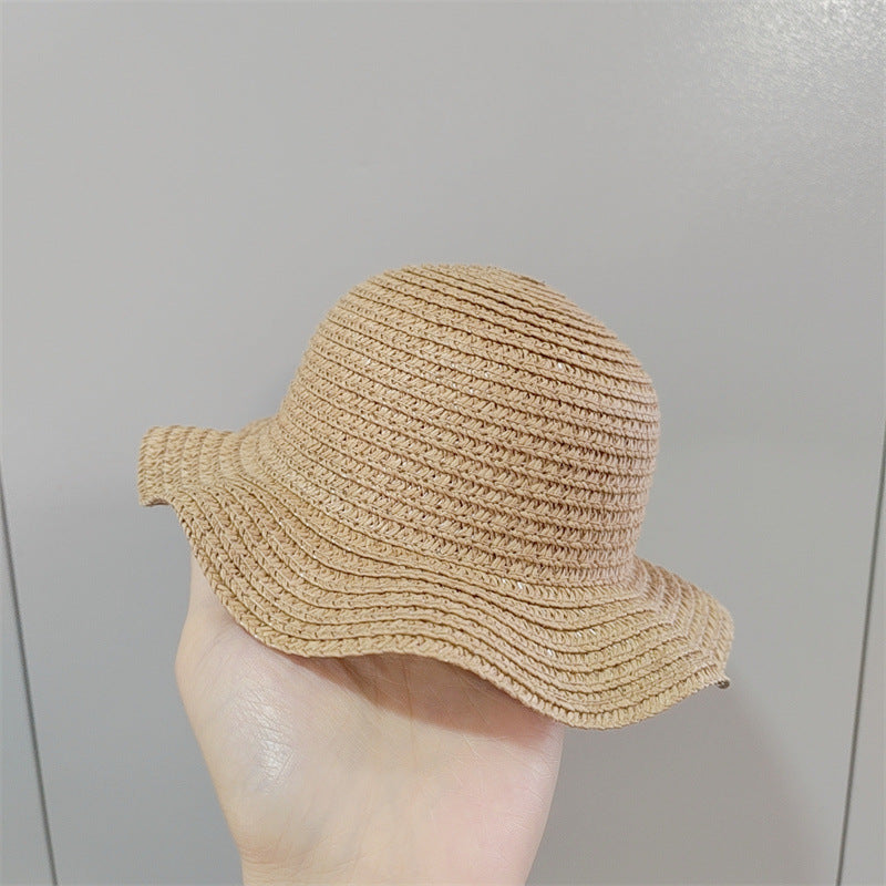 Cute Wavy Brim Mini Straw Hat for Dolls & Small Pets, Decorative Doll Accessories