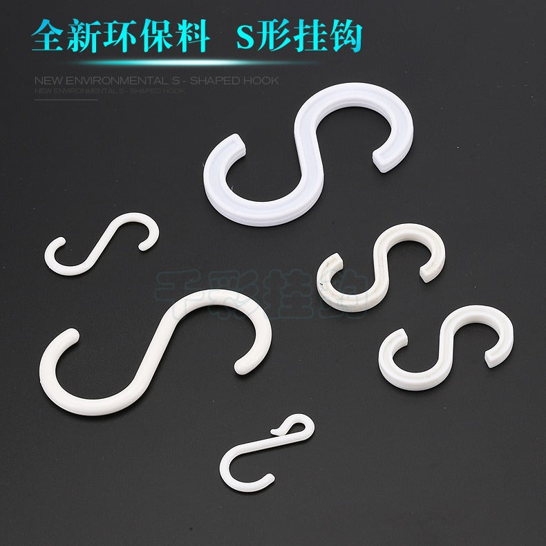 Plastic S-Hooks for Hanging, White