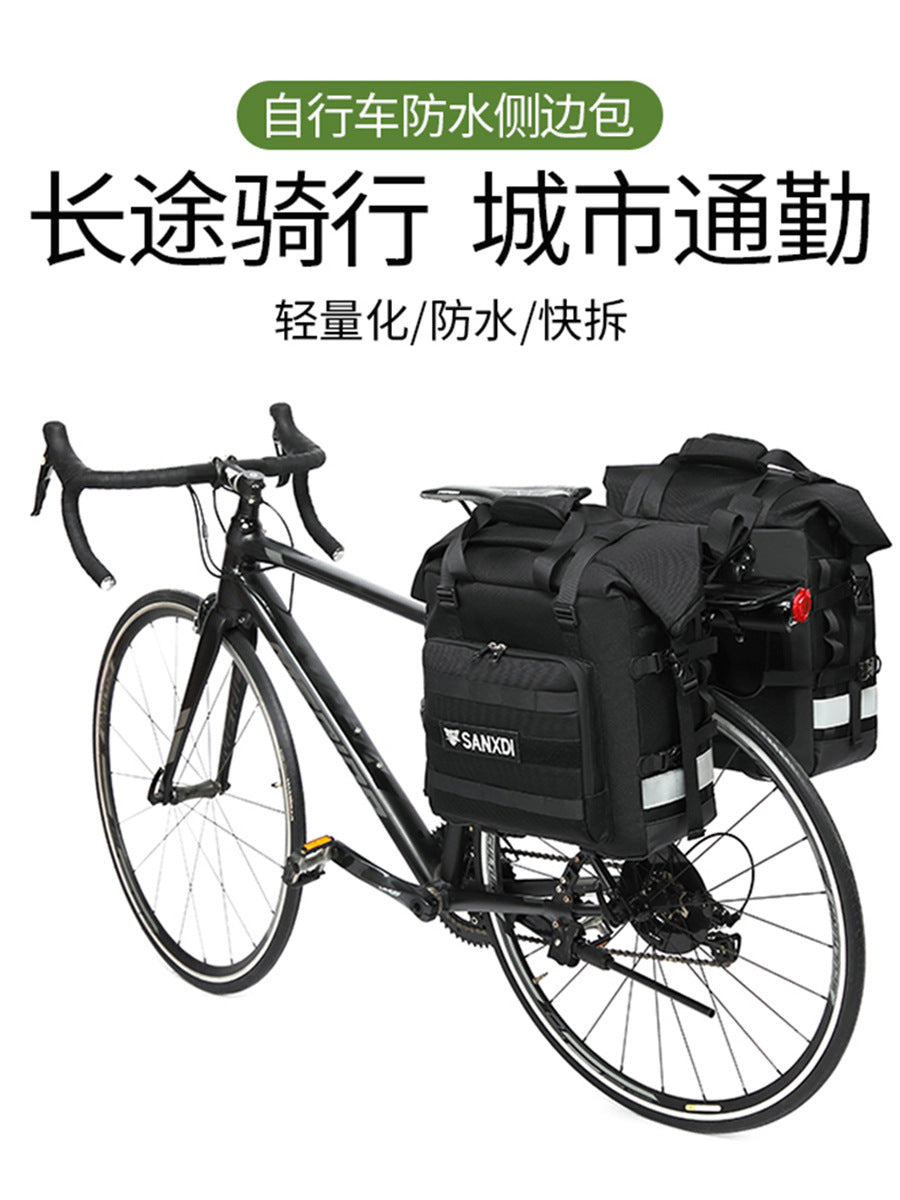 SANXDI Bicycle Pannier Bag, Large Capacity Waterproof Bike Rack Bag for Mountain Bikes, Long Distance Cycling Tail Bag