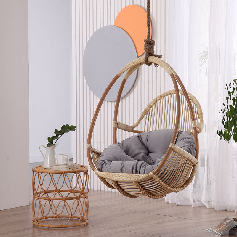 Nordic Simple Rattan Hanging Basket Chair Indoor Swing Woven Natural Rattan Bird's Nest Rocking Chair for Balcony