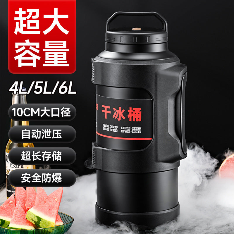 Extra Large Capacity Outdoor Camping Insulated Ice Bucket - 304 Stainless Steel Portable Travel Flask for Dry Ice