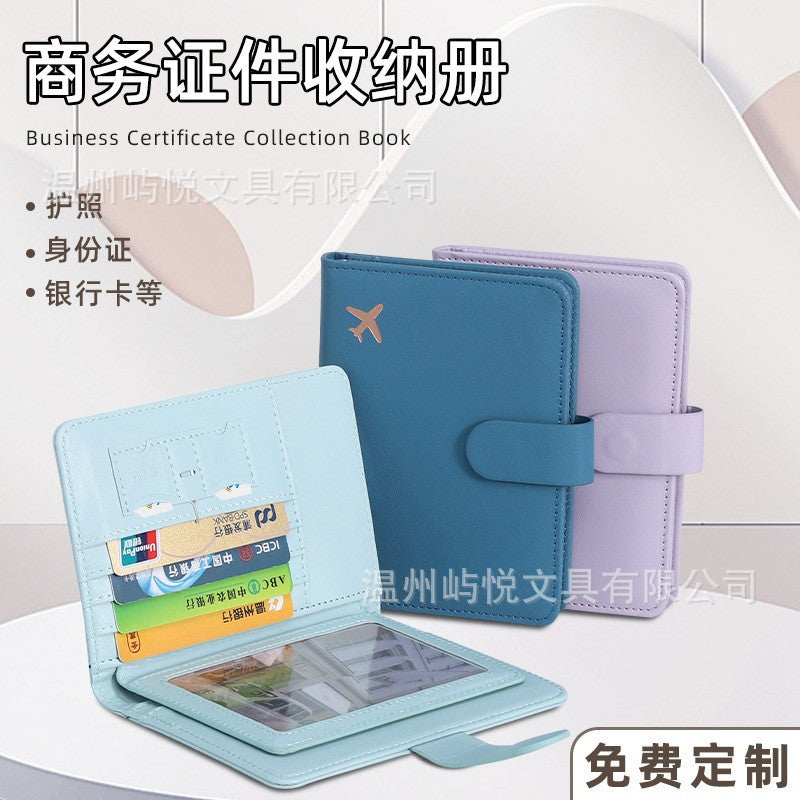 Multi-Card PU Passport Holder with Buckle Closure