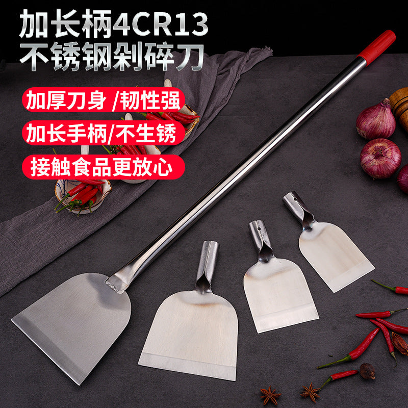 Stainless Steel Chopping Scraper with Wooden Handle for Kitchen and Wall Cleaning