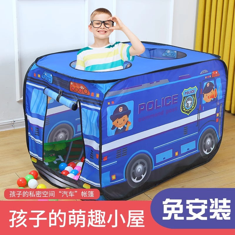 Kids' Foldable Ice Cream Truck Play Tent with Mat or Balls - Indoor Playhouse for Boys and Girls