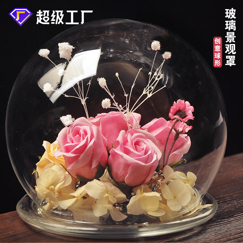 DIY European Style Transparent Glass Landscape Cover for Micro-Landscape Decoration