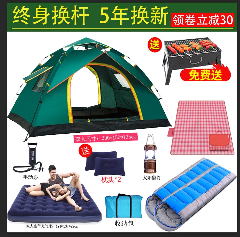 Automatic Pop-Up Camping Tent for 3-4 People - Portable, Waterproof, UV Protection