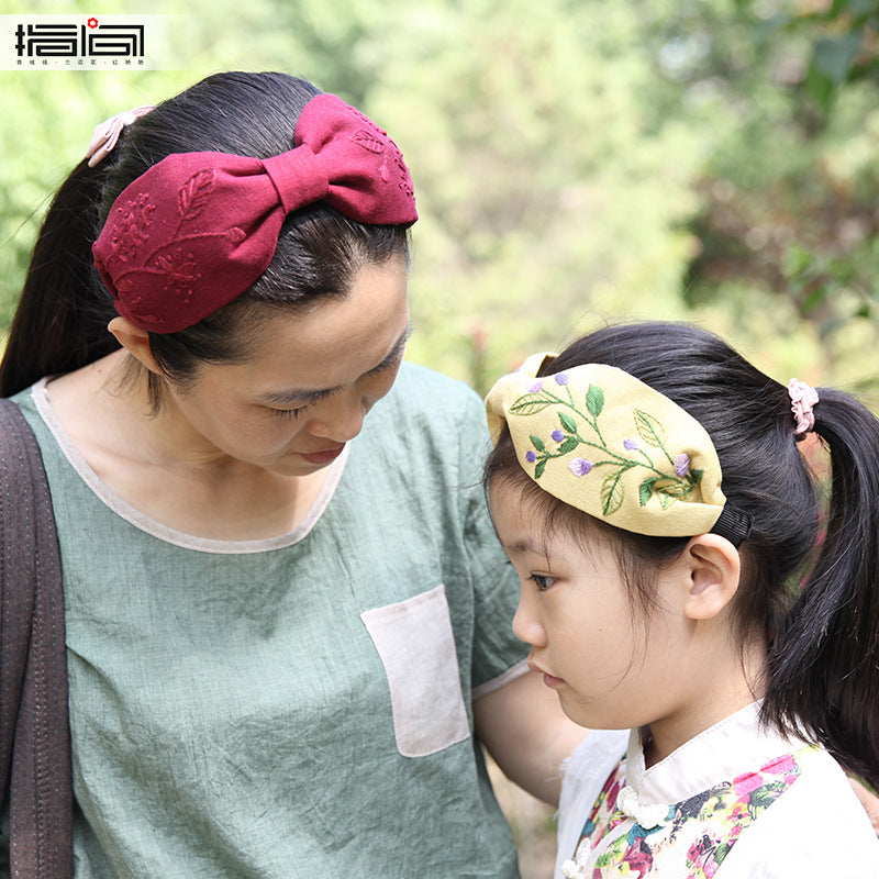 DIY Hand Embroidery Hair Clip & Headband Kit with Ribbon & Fabric