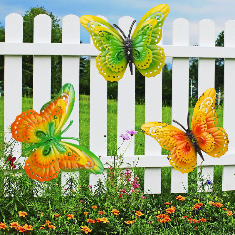 Hollow Butterfly Garden Stake Ornament for Outdoor Patio and Yard Decor