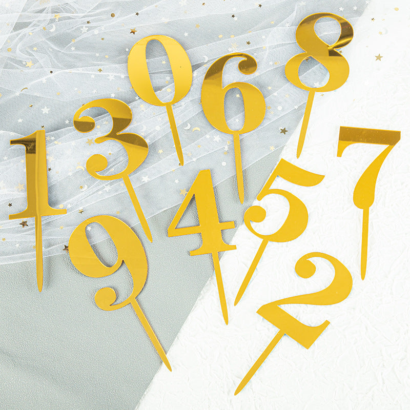 10-Pack Acrylic Happy Birthday Number Cake Toppers for Baking Decoration