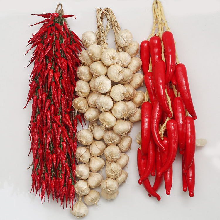 Artificial Corn Chili Garlic Peanut Vegetable Fruit String Decor for Restaurants & Farmhouses