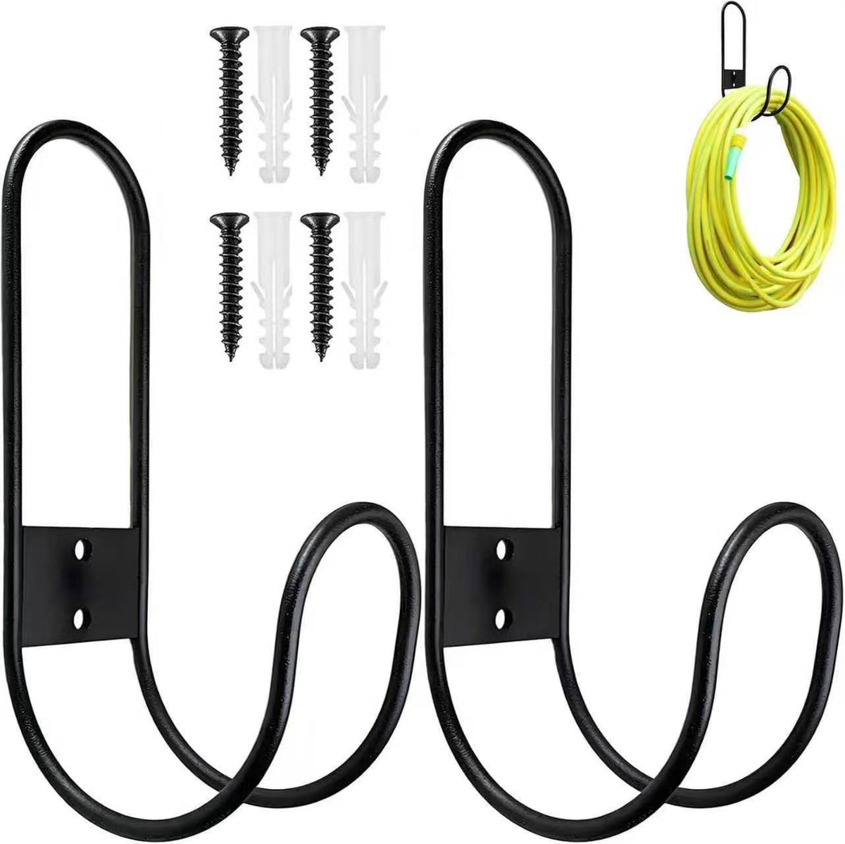 Multifunctional Iron Garden Hose and Cable Storage Rack Wall Mount Hook for Home Organization