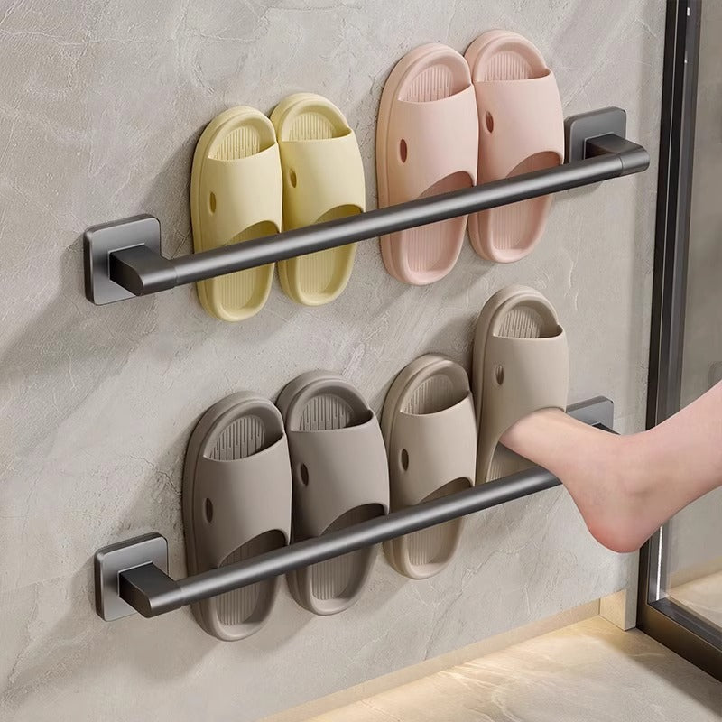 Wall-Mounted No-Drill Slipper Rack for Bathroom