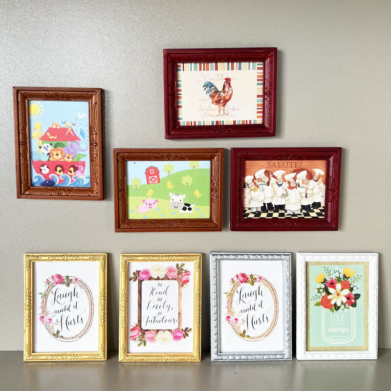 Dollhouse Miniature Modern Art Painting with Wooden Frame