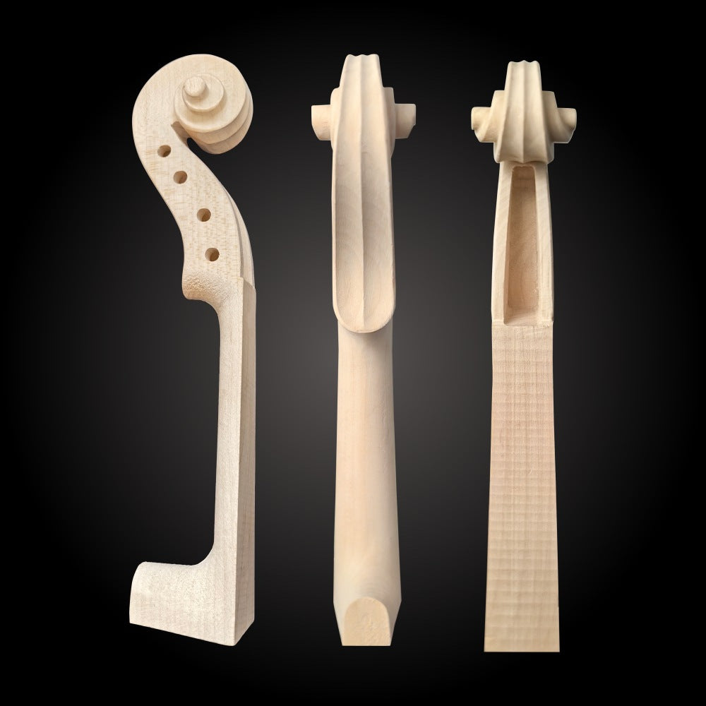 Maple Violin Scroll Head for 4/4, 3/4, 1/2, 1/4, 1/8 Violins - Unfinished Luthier Material