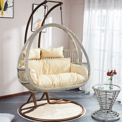 Indoor Rattan Hanging Chair Double Swing Chair Balcony Garden Rocking Chair Woven Cradle