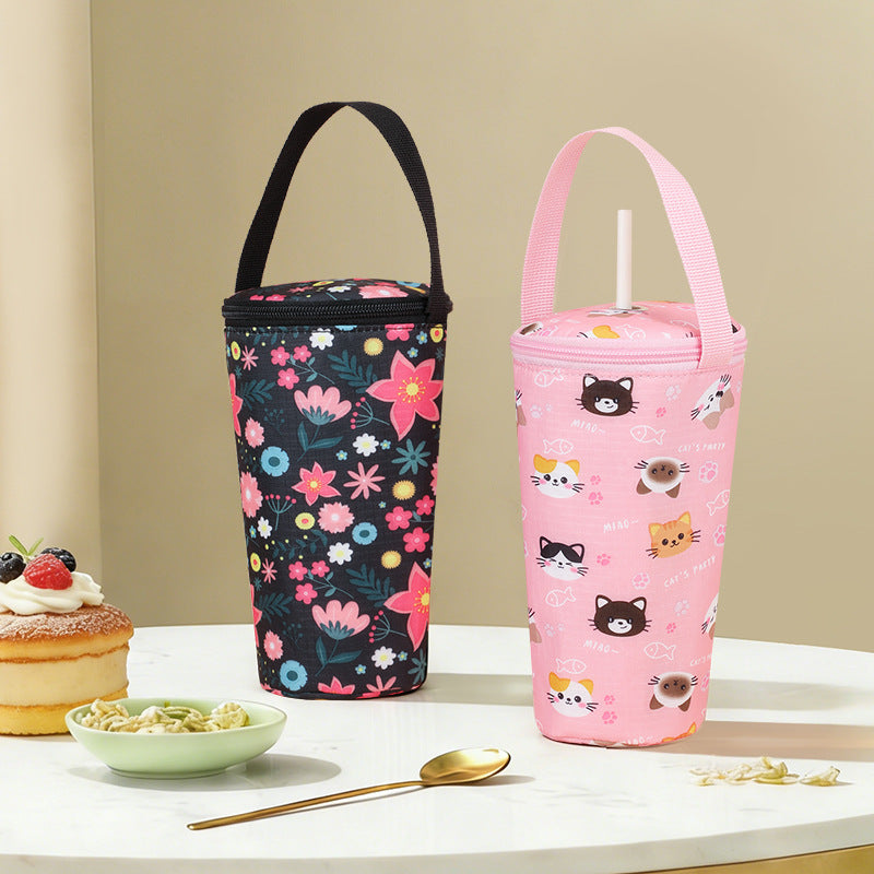 Insulated Oxford Cloth Beverage Carrier Bag with Zipper for Cold/Hot Drinks