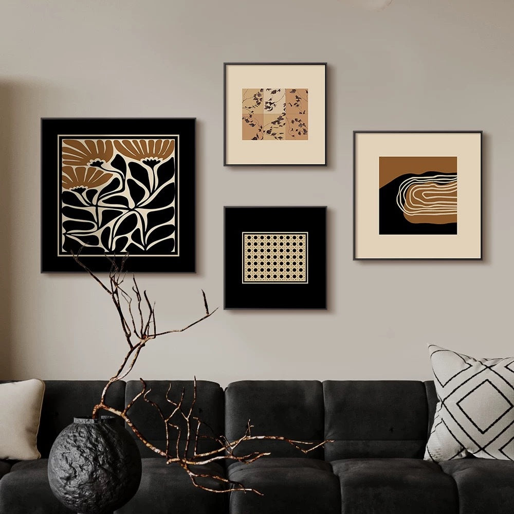 Modern Abstract Wall Art for Living Room & Dining Room - Maillard Style Decor