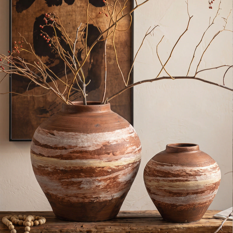 Wabi-Sabi Retro Ceramic Vase for Dried Flowers - Rustic Decor for Homes & Hotels