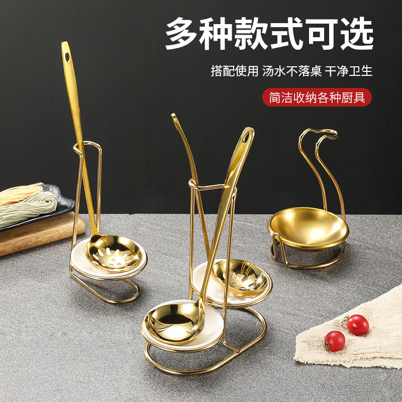 Stainless Steel Ladle Rest and Ceramic Bowl Set for Hot Pot and Soup