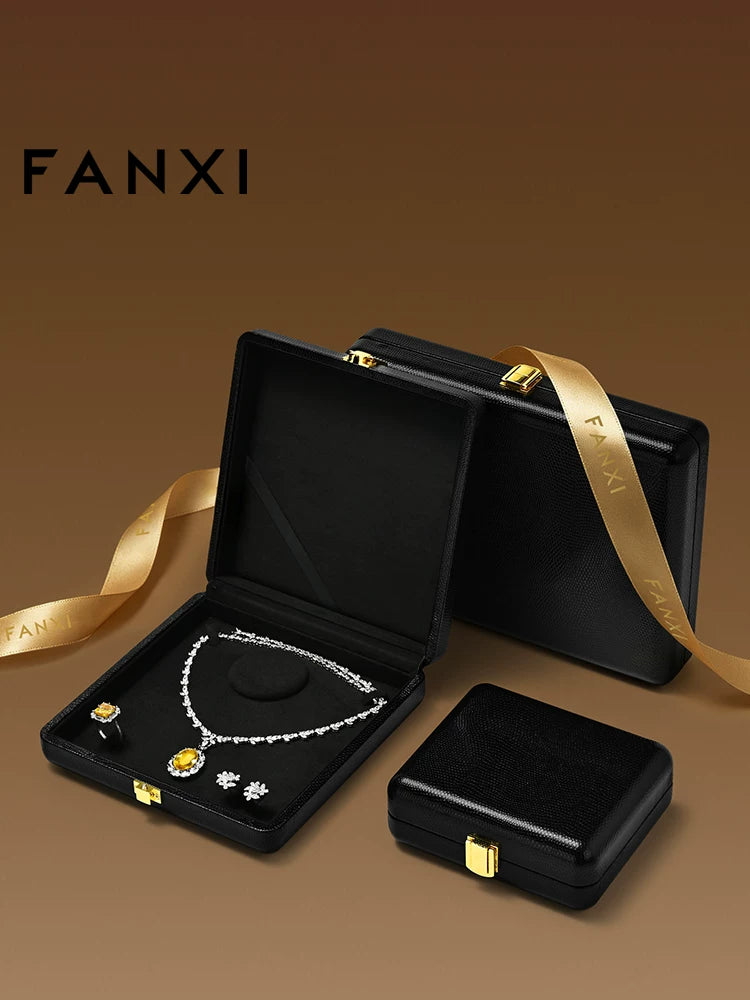 Fansi Luxury Leather Jewelry Box for Rings Necklaces Earrings Display and Storage