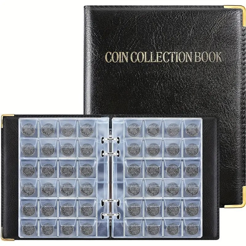 Coin Collection Album with 480 Grids, Loose-Leaf Commemorative Coin Holder for Badges and Stamps