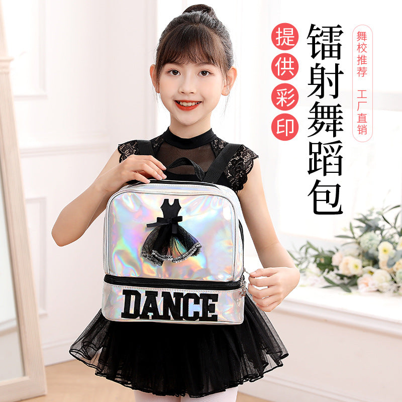 Kids Holographic Ballet Dance Backpack for Girls, Latin Dance Practice Bag
