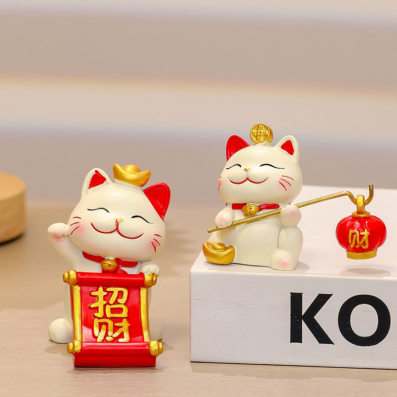 Lucky Cat Phone Holder Desktop Ornament Resin Figurine