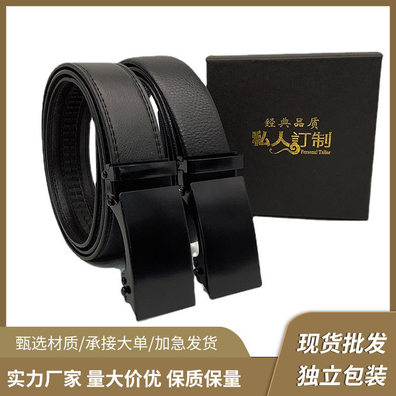 Men's PU Leather Automatic Buckle Belt for Business and Casual Wear