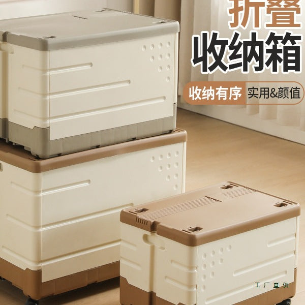 Foldable Camping Storage Box with Wheels and Handle for Outdoor Car Travel