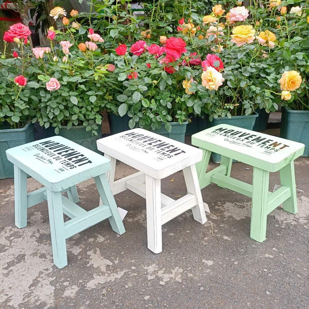 MOUVEMENT Wooden Garden Stool Plant Stand for Outdoor Patio Decor
