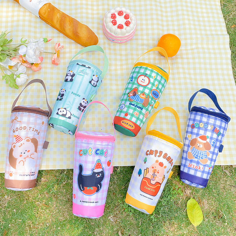 2026 New Year Cartoon Portable Insulated Milk Tea Cup Holder with Handle