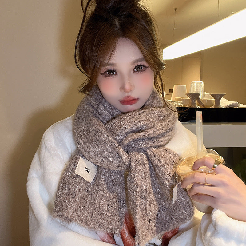 Women's Long Knitted Plush Scarf - Warm Neck Warmer & Shawl
