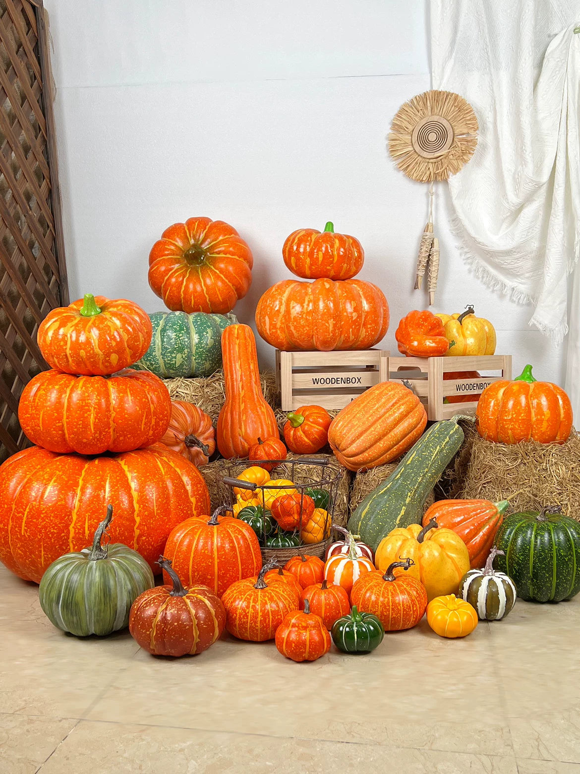 Artificial Pumpkin Model for Autumn Harvest, Halloween, and Farmhouse Decor